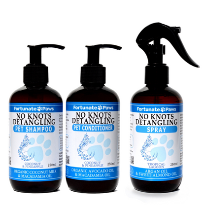 Pet Shampoo, Conditioner & Spray | No Knots Detangling Bundle