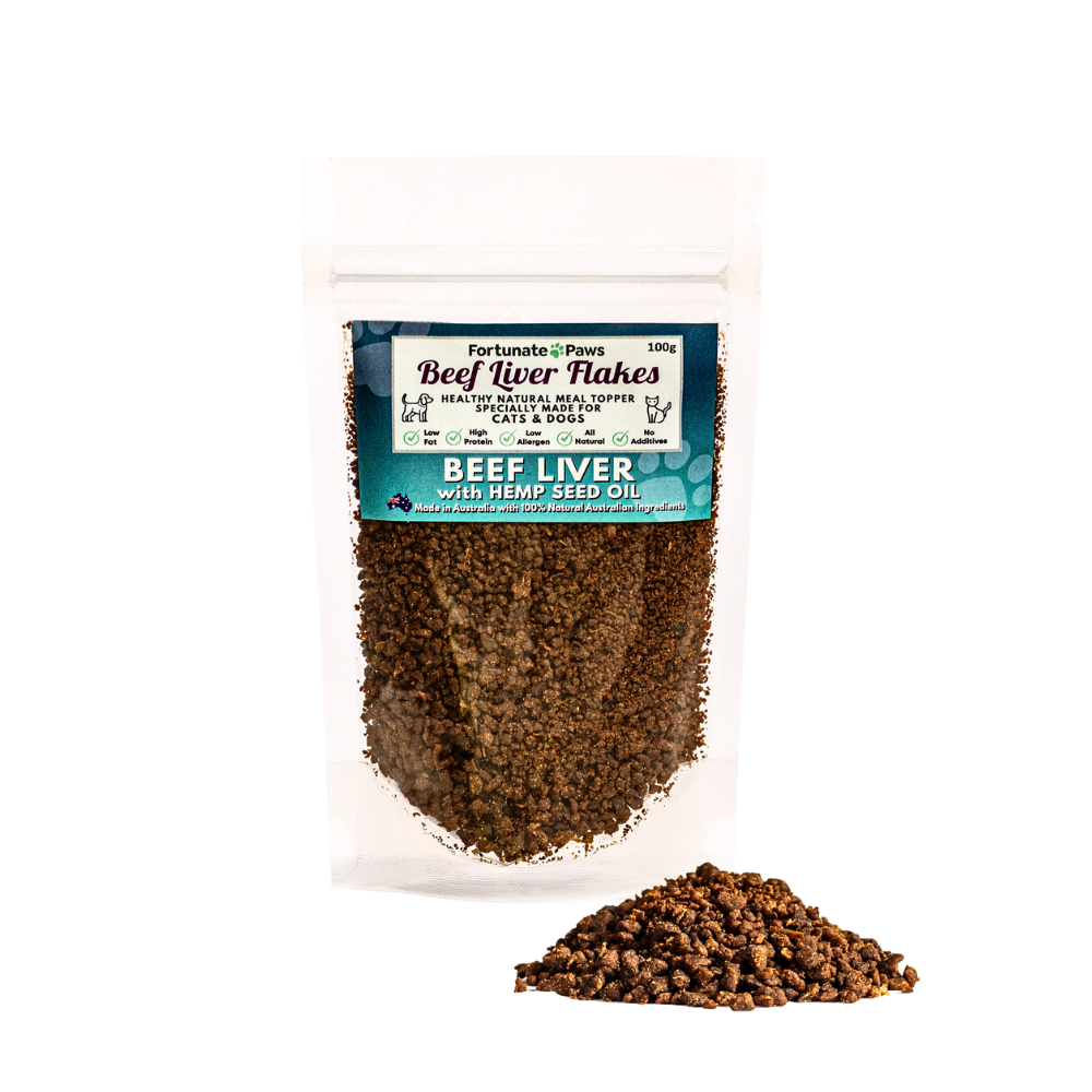 Beef Liver Flakes with Hemp 100g or 250g | Healthy Meal Topper for Dogs & Cats