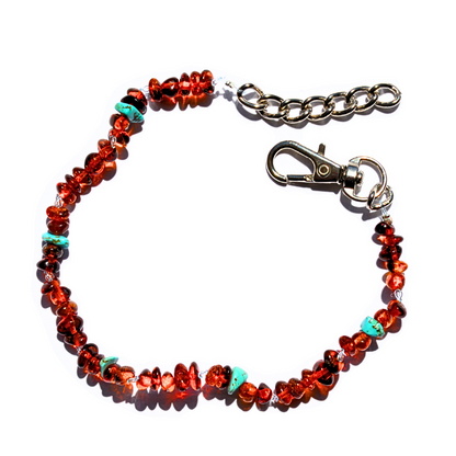 Pampered Pets Amber Collars | Cognac with Turquoise
