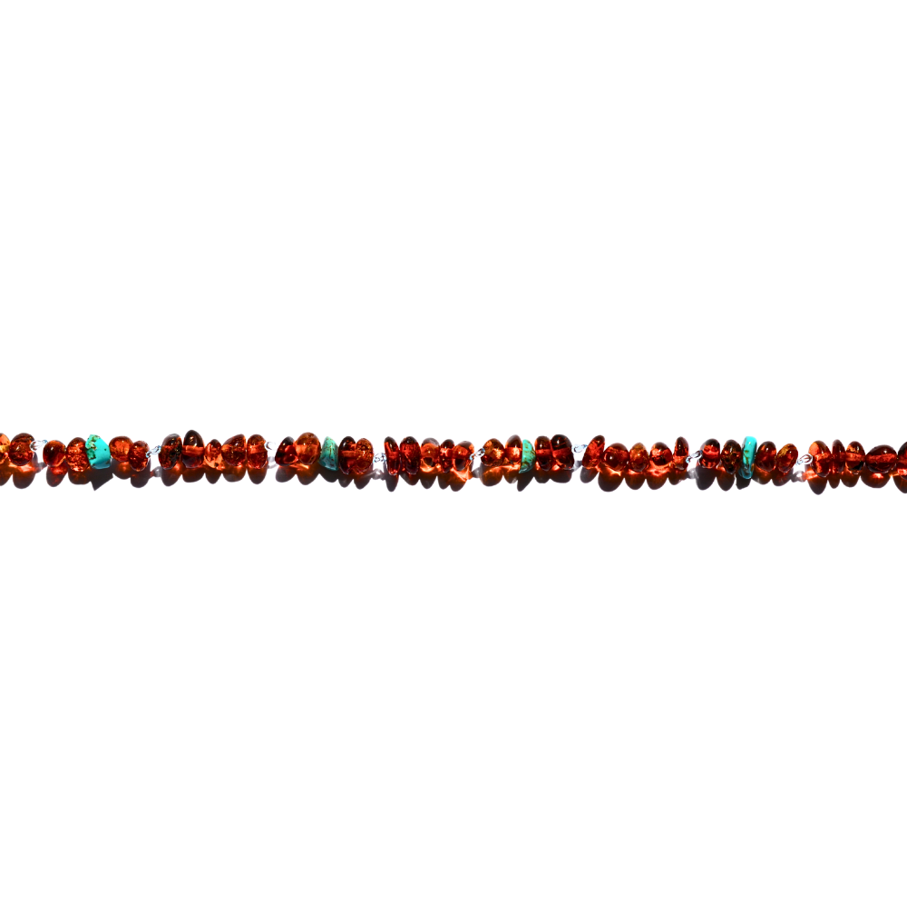Pampered Pets Amber Collars | Cognac with Turquoise