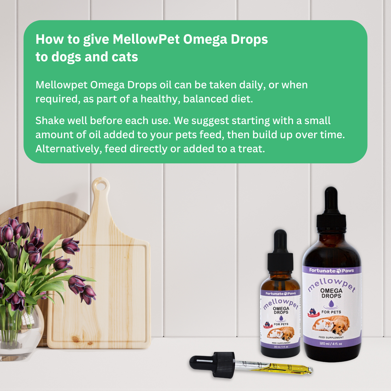 MellowPet Omega Drops 120ml | Stress Relief Calming Oil for Dogs & Cats