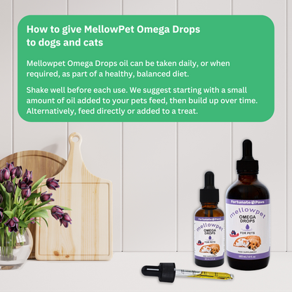 MellowPet Omega Drops 120ml | Stress Relief Calming Oil for Dogs & Cats
