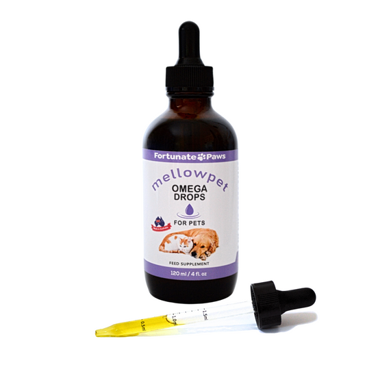 MellowPet Omega Drops 120ml | Stress Relief Calming Oil for Dogs & Cats