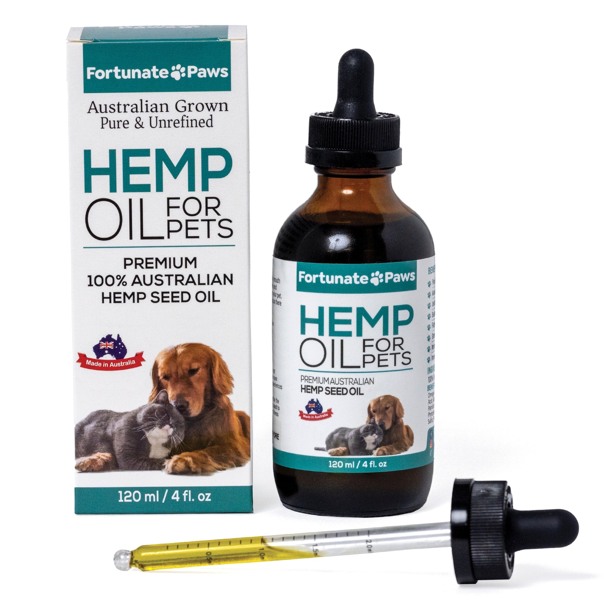 Hemp Seed Oil For Dogs & Cats 120ml FortunatePaws Australia