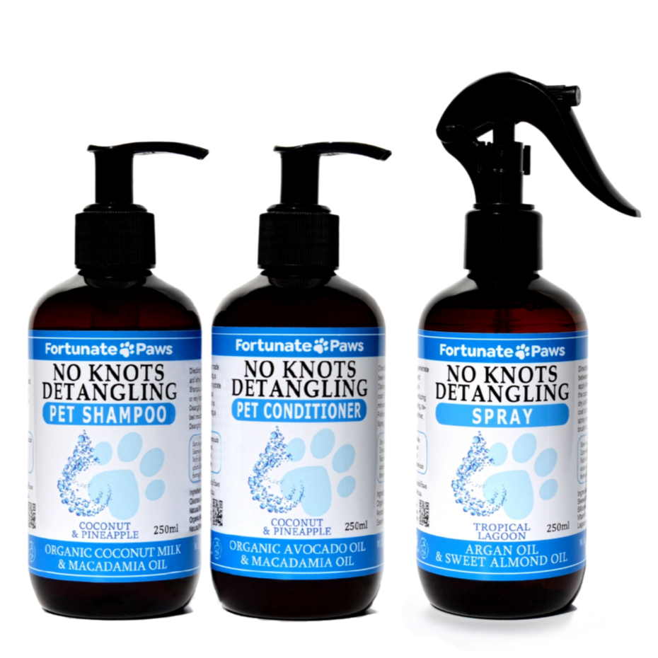 Pet Shampoo, Conditioner & Spray | No Knots Detangling Bundle