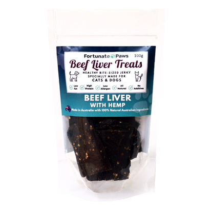 Beef Liver Jerky with Hemp 100g or 250g | Liver Treats for Dogs & Cats