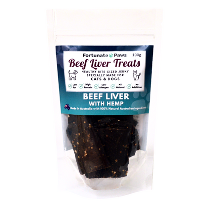 Beef Liver with Hemp 100g or 250g | Healthy Jerky Treats for Dogs & Cats