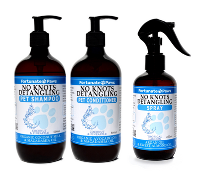 Pet Shampoo, Conditioner & Spray | No Knots Detangling Bundle